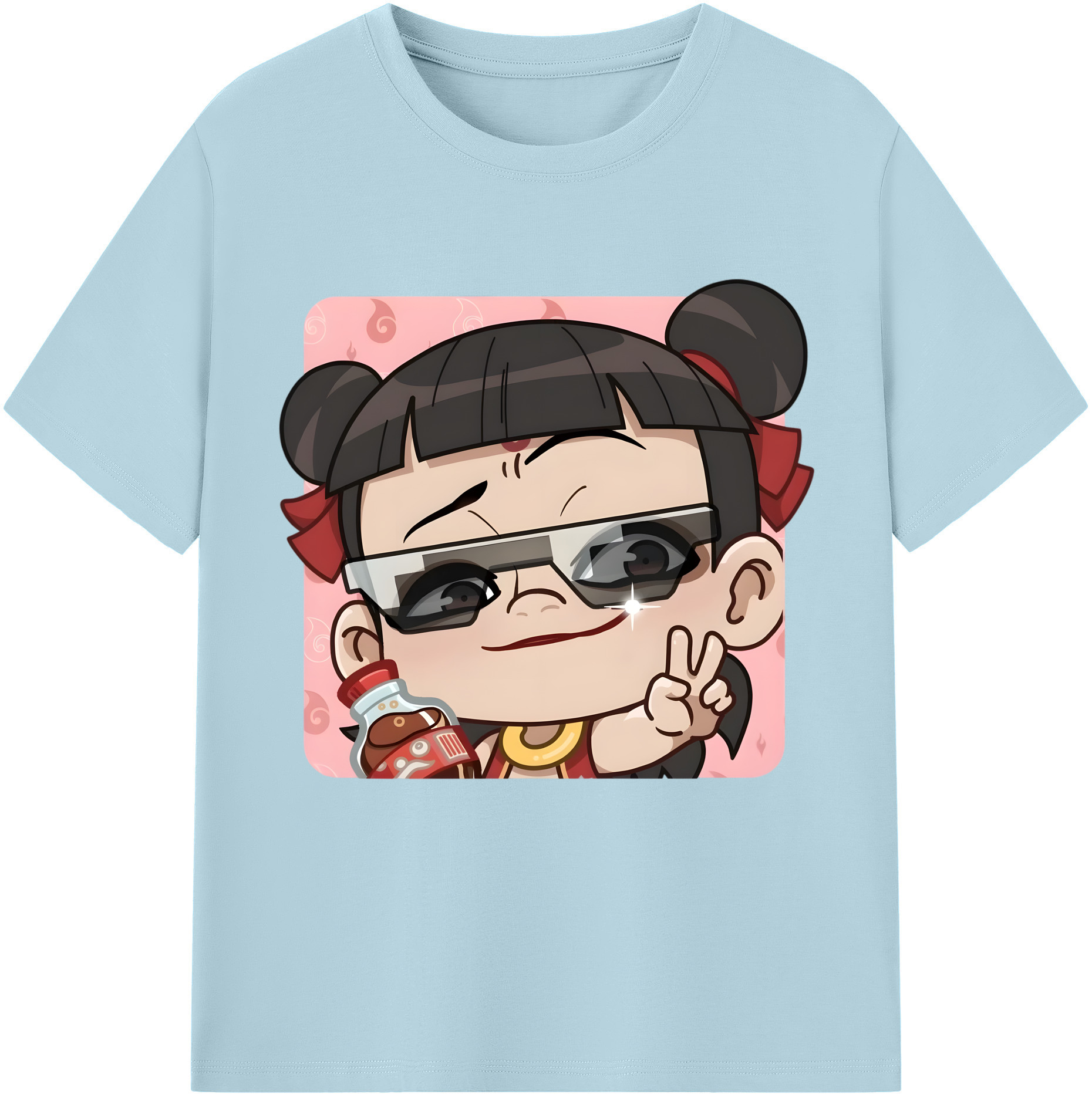 （画像用） Ne Zha 2 ナタ 魔童の大暴れ 綿100％半袖Tシャツ（フロントプリント）